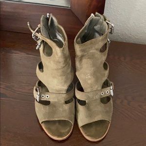 Marc Fisher Open Toe Olive Green Booties